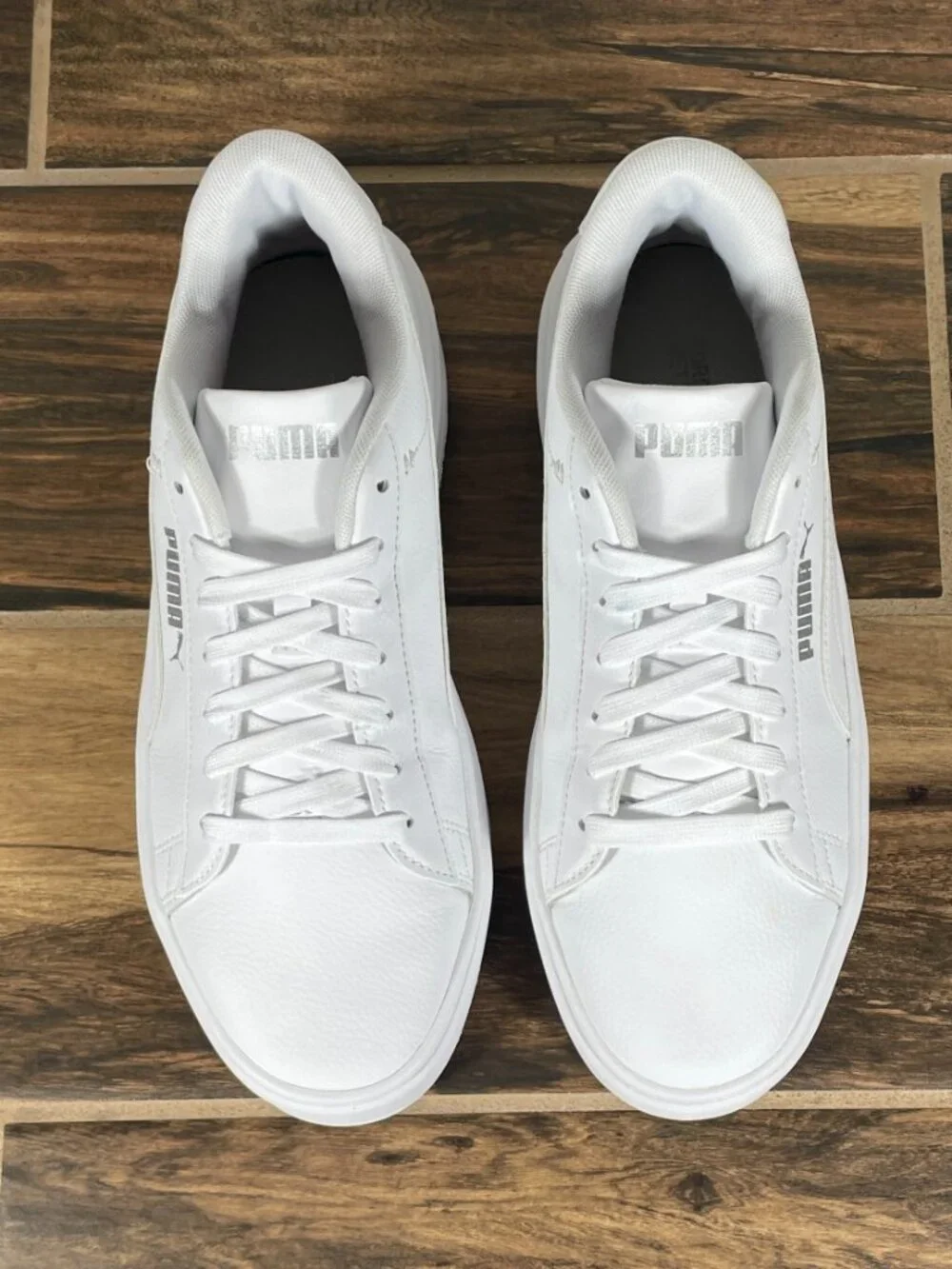 Puma Smash Platform v3 Shoes Womens Size 9 White Leather Casual Low Top Sneakers